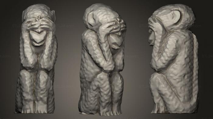 Статуэтки животных (Статуя обезьяны, STKJ_0362) 3D модель для ЧПУ станка